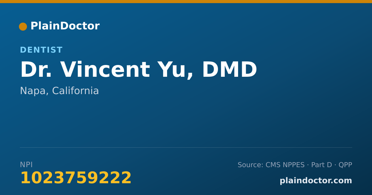 Shareable card for Vincent Yu, DMD - Dentist, Napa, CA