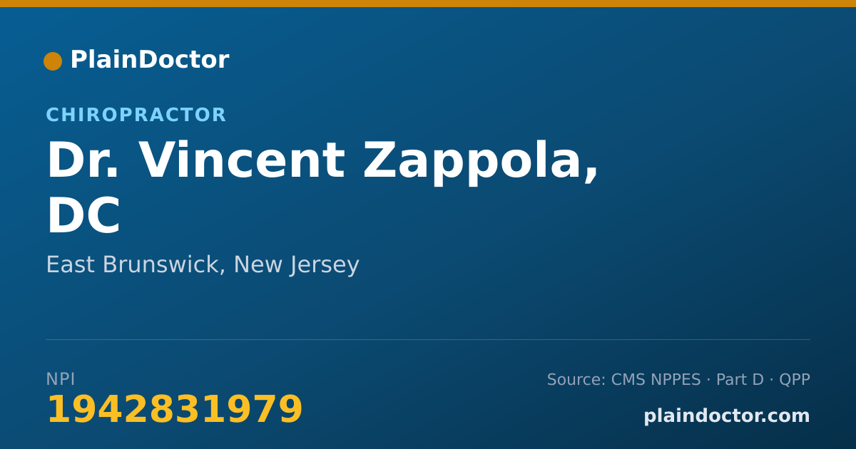 Shareable card for Vincent Zappola, DC - Chiropractor, East Brunswick, NJ