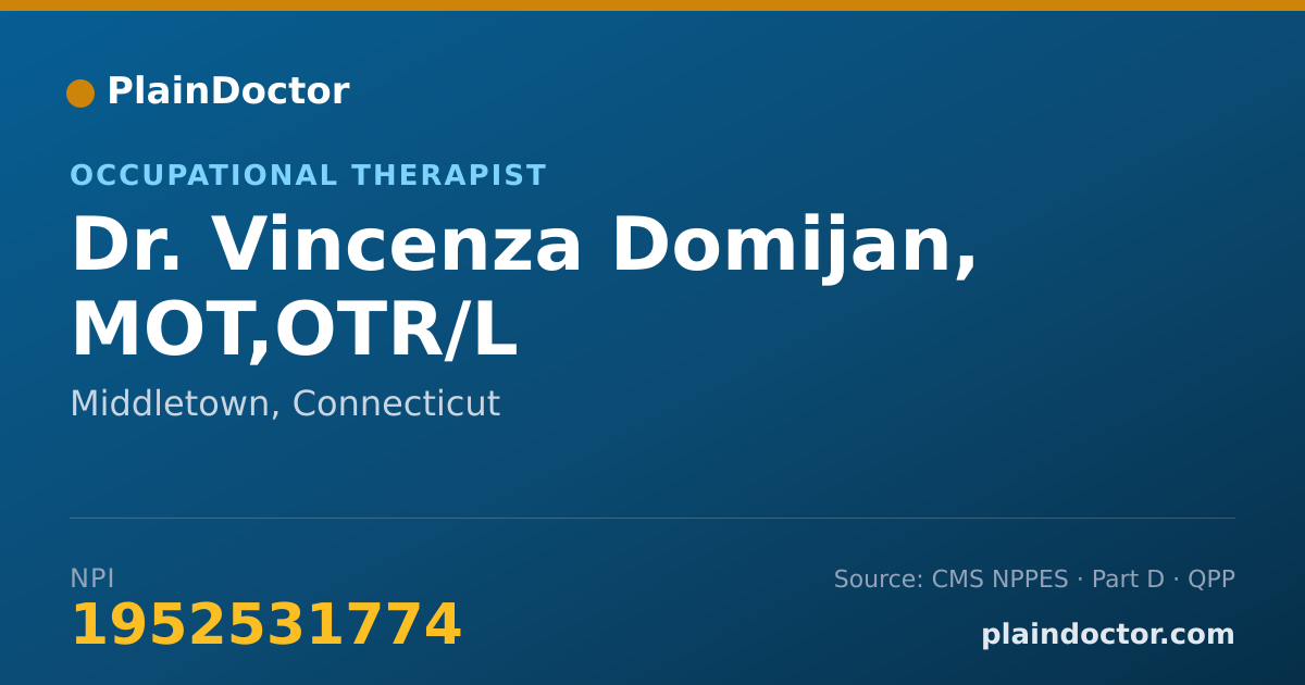 Shareable card for Vincenza Domijan, MOT,OTR/L - Occupational Therapist, Middletown, CT