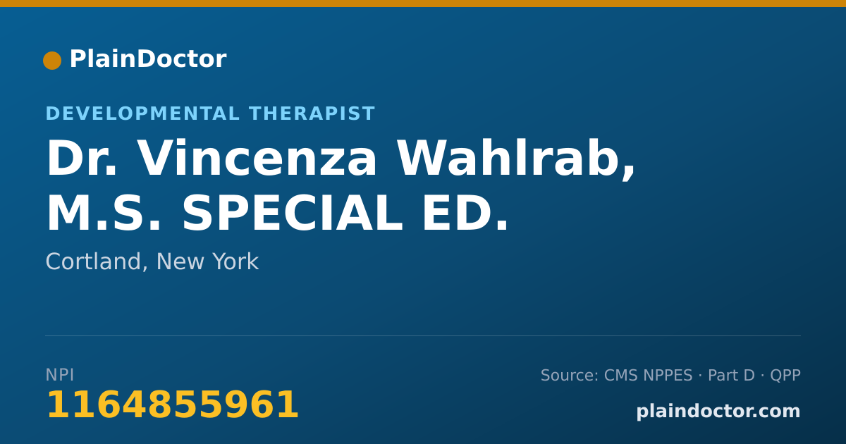 Shareable card for Vincenza Wahlrab, M.S. SPECIAL ED. - Developmental Therapist, Cortland, NY
