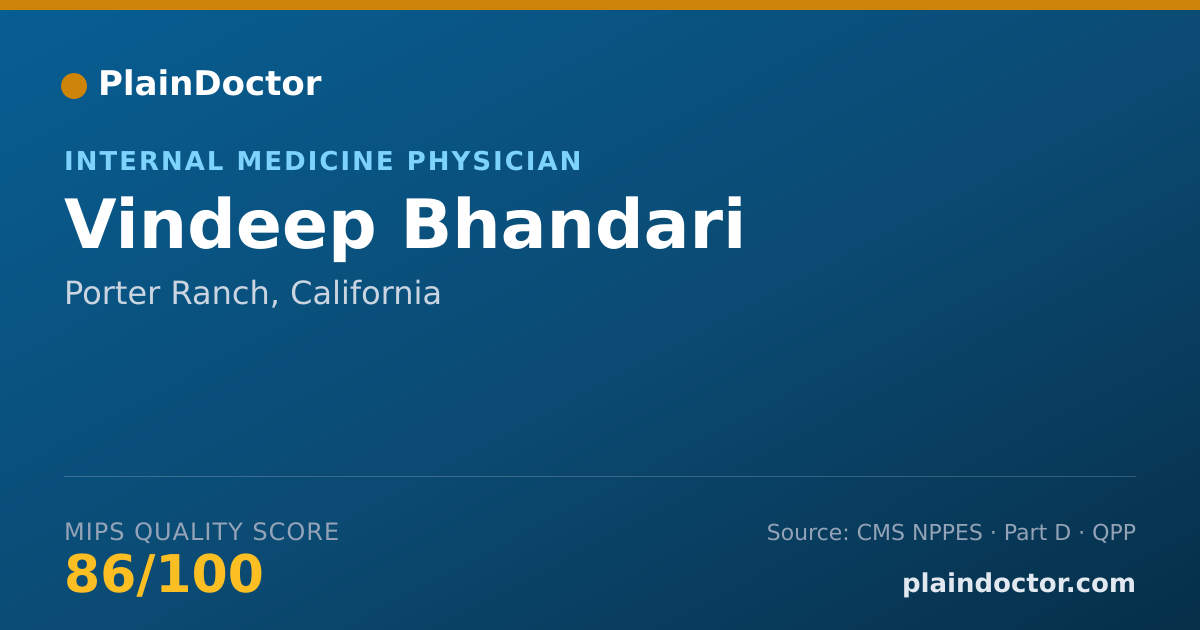 Shareable card for Vindeep Bhandari - Internal Medicine Physician, Porter Ranch, CA