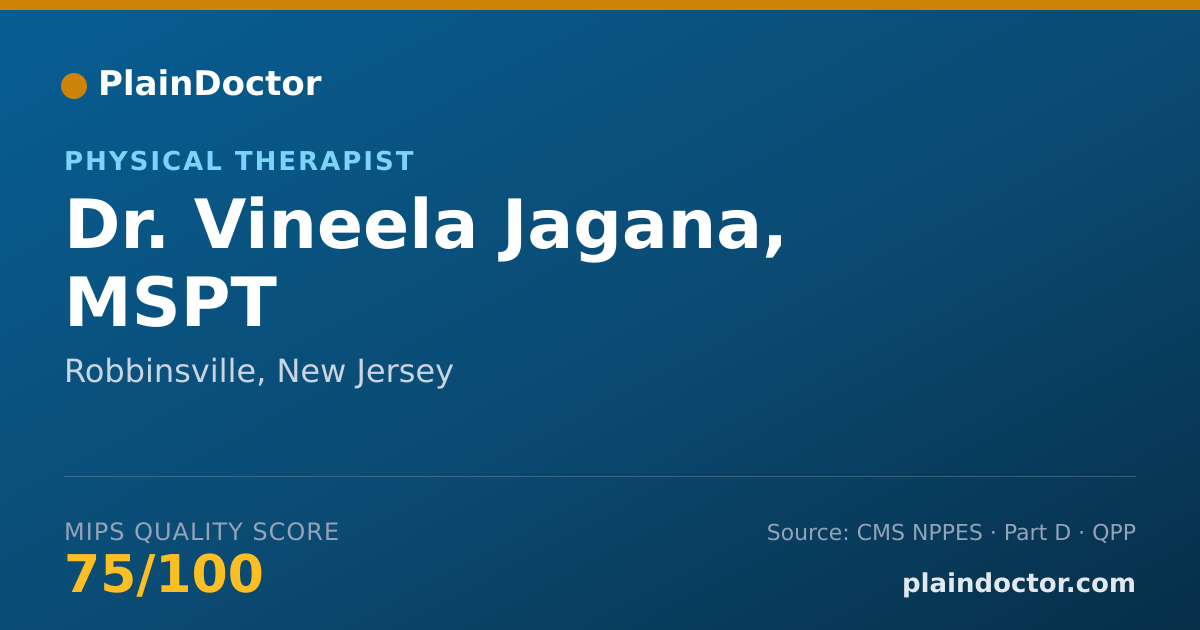 Shareable card for Vineela Jagana, MSPT - Physical Therapist, Robbinsville, NJ
