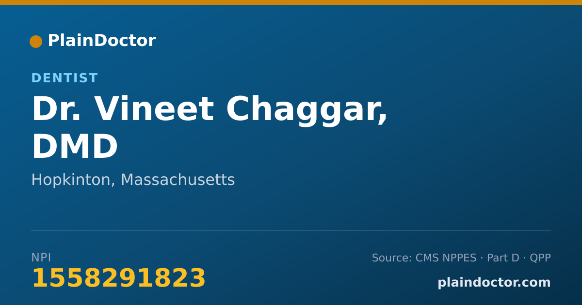 Shareable card for Vineet Chaggar, DMD - Dentist, Hopkinton, MA