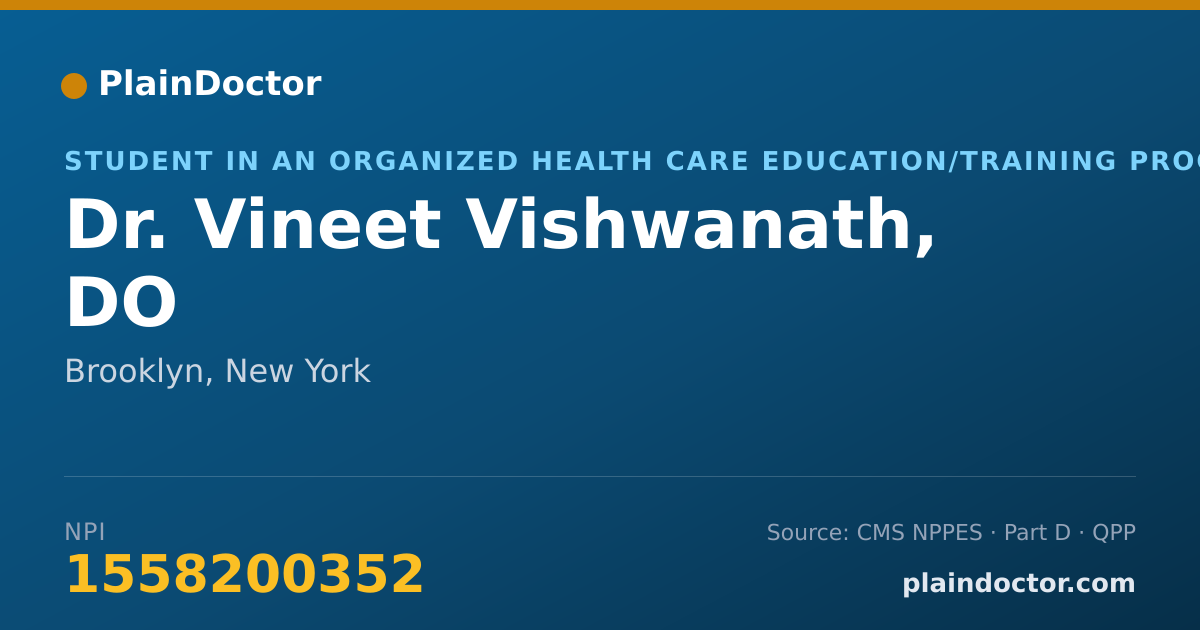 Shareable card for Vineet Vishwanath, DO - Student in an Organized Health Care Education/Training Program, Brooklyn, NY