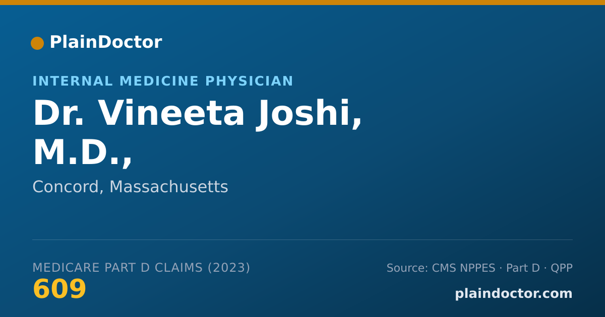 Shareable card for Vineeta Joshi, M.D., - Internal Medicine Physician, Concord, MA