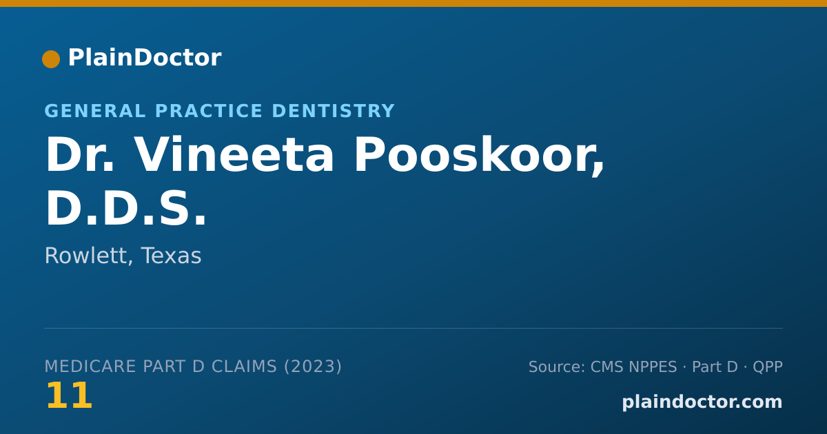 Shareable card for Vineeta Pooskoor, D.D.S. - General Practice Dentistry, Rowlett, TX