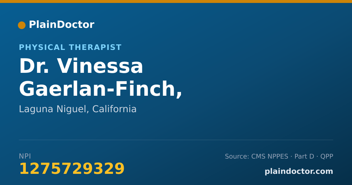 Shareable card for Vinessa Gaerlan-Finch, PMHNP-BC - Physical Therapist, Laguna Niguel, CA