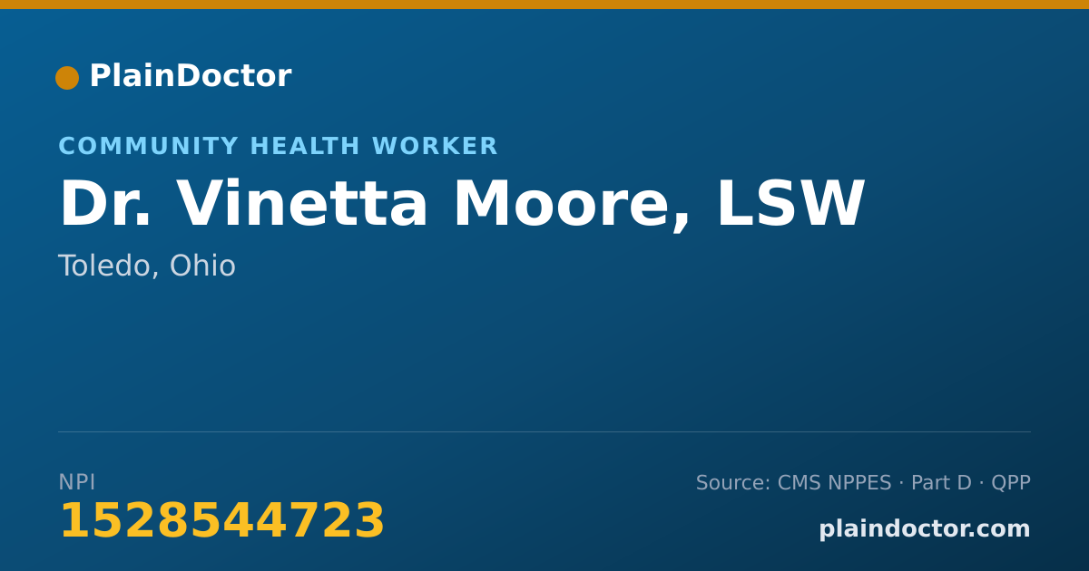 Shareable card for Vinetta Moore, LSW - Community Health Worker, Toledo, OH
