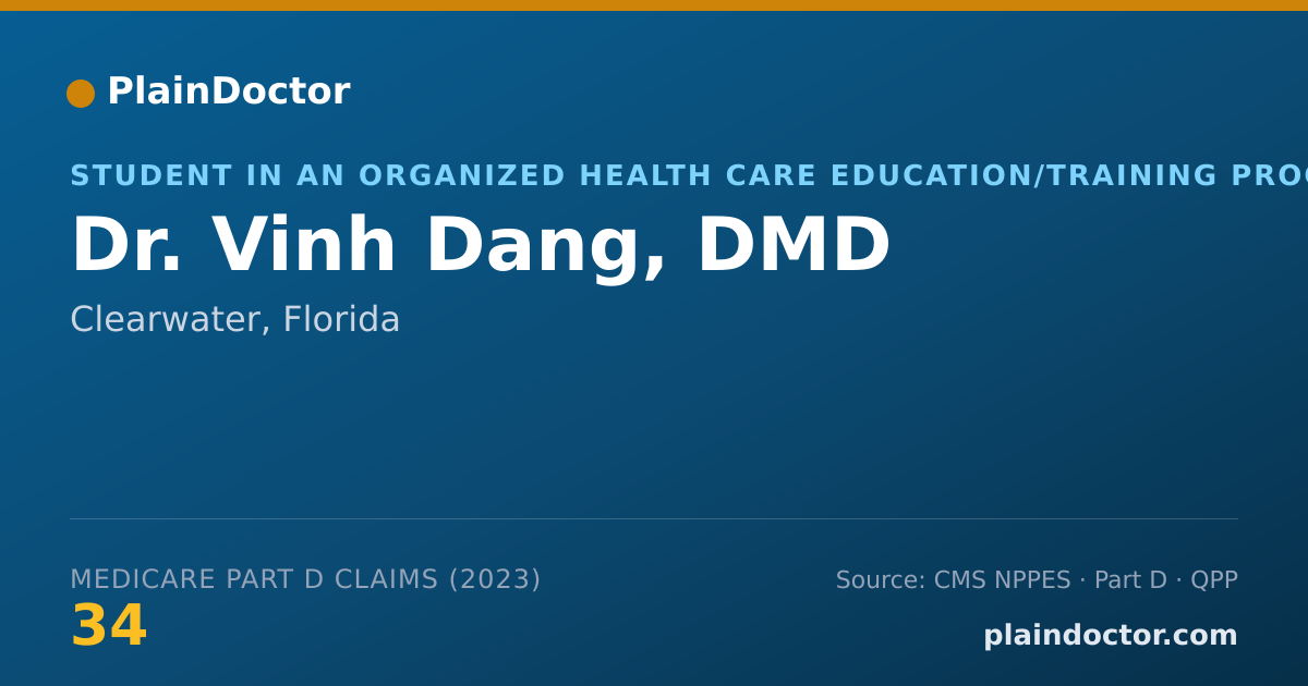 Shareable card for Vinh Dang, DMD - Student in an Organized Health Care Education/Training Program, Clearwater, FL