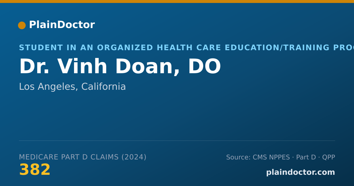 Shareable card for Vinh Doan, DO - Student in an Organized Health Care Education/Training Program, Los Angeles, CA