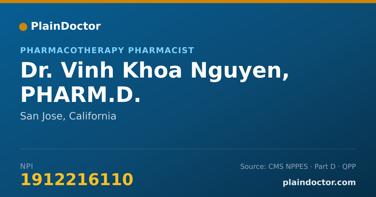 Shareable card for Vinh Khoa Nguyen, PHARM.D. - Pharmacotherapy Pharmacist, San Jose, CA