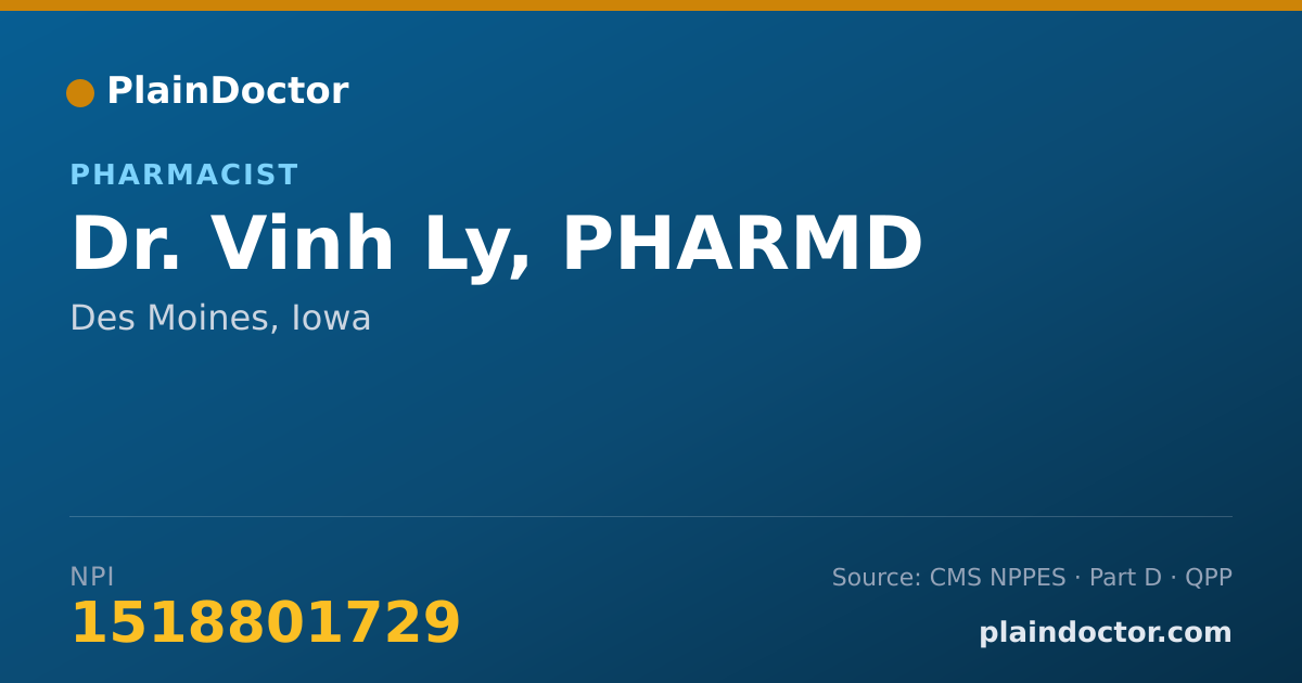 Shareable card for Vinh Ly, PHARMD - Pharmacist, Des Moines, IA