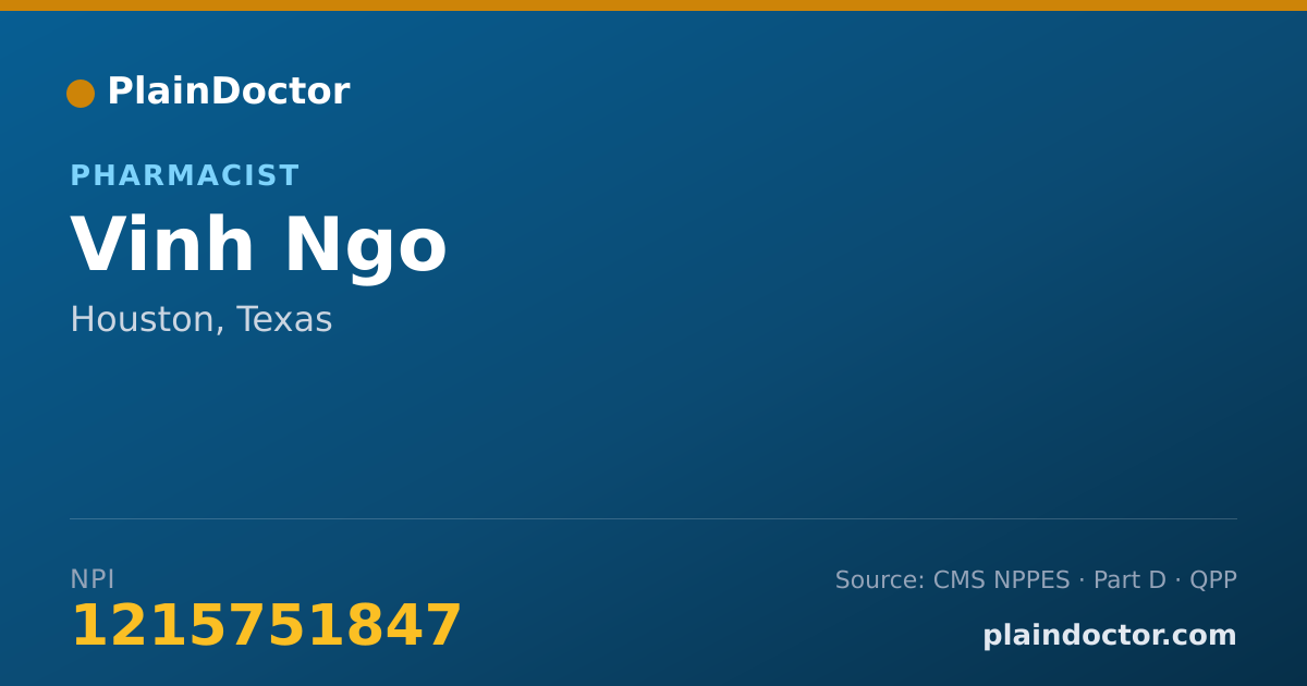 Shareable card for Vinh Ngo - Pharmacist, Houston, TX