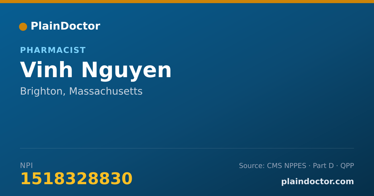 Shareable card for Vinh Nguyen - Pharmacist, Brighton, MA