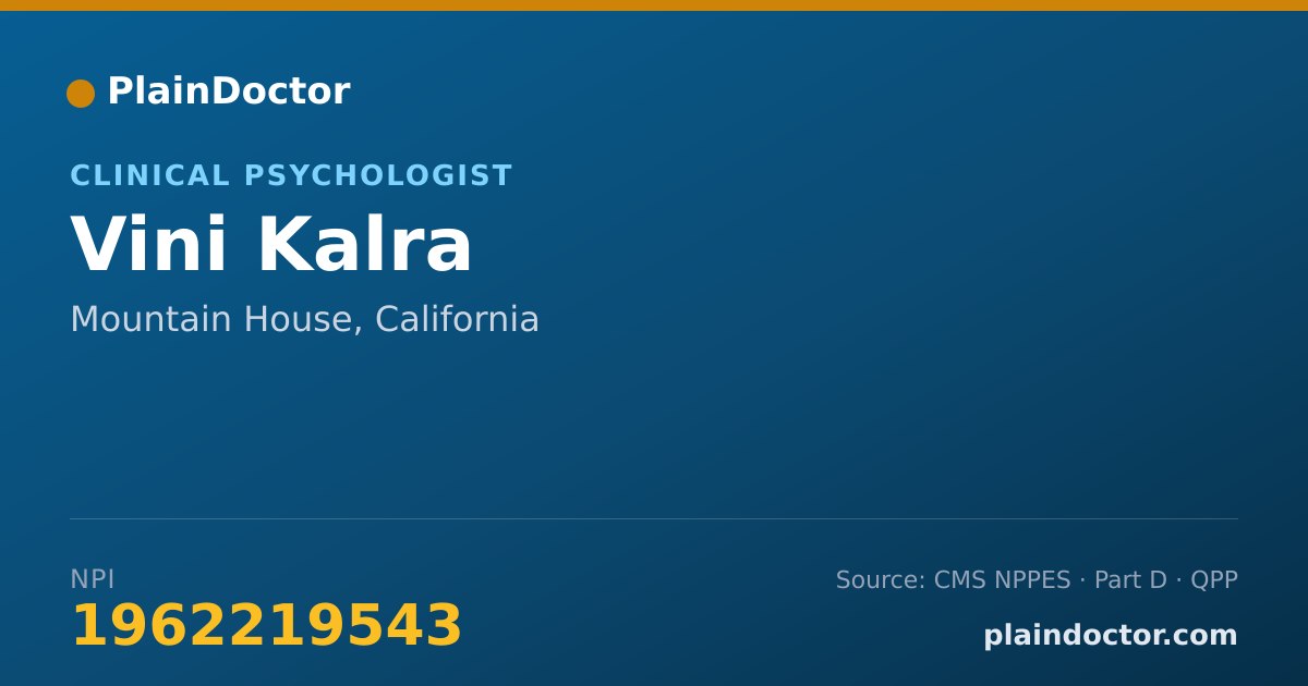 Shareable card for Vini Kalra - Clinical Psychologist, Mountain House, CA