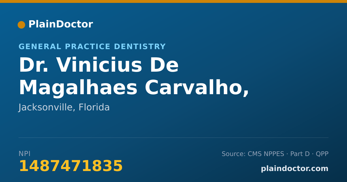 Shareable card for Vinicius De Magalhaes Carvalho, DDS - General Practice Dentistry, Jacksonville, FL