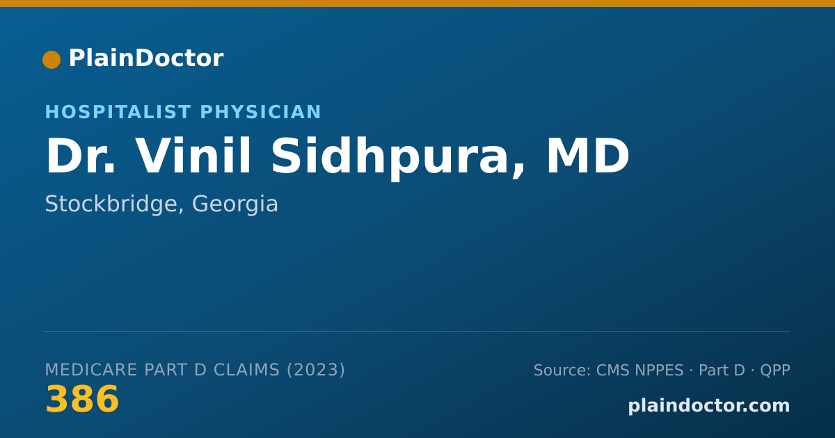 Shareable card for Vinil Sidhpura, MD - Hospitalist Physician, Stockbridge, GA