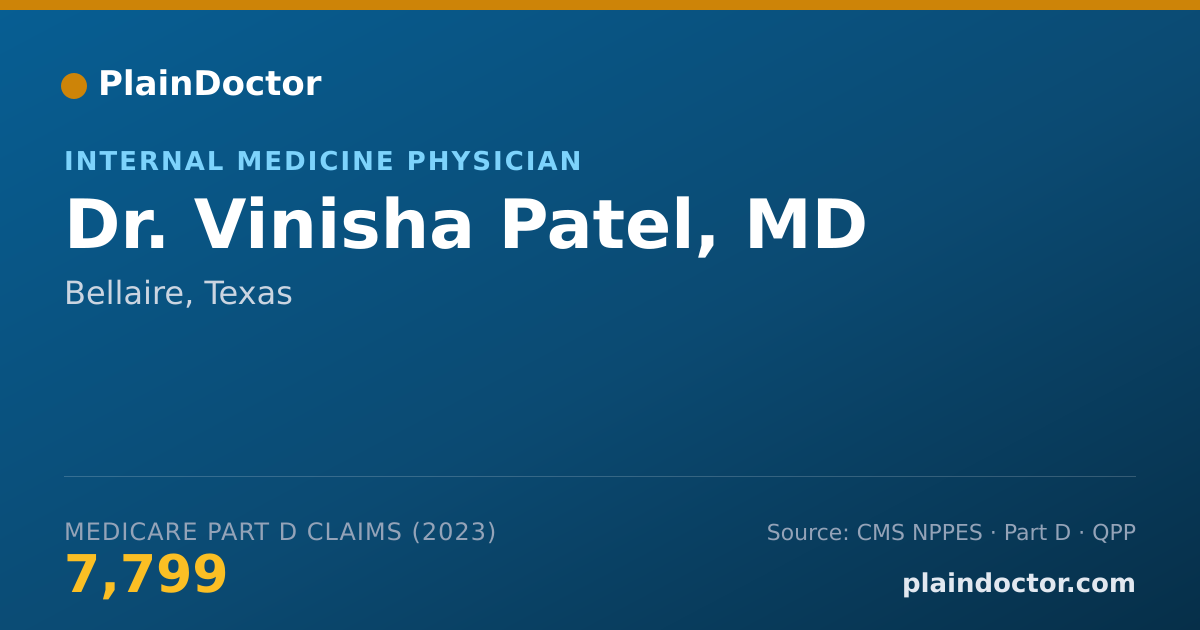 Shareable card for Vinisha Patel, MD - Internal Medicine Physician, Bellaire, TX
