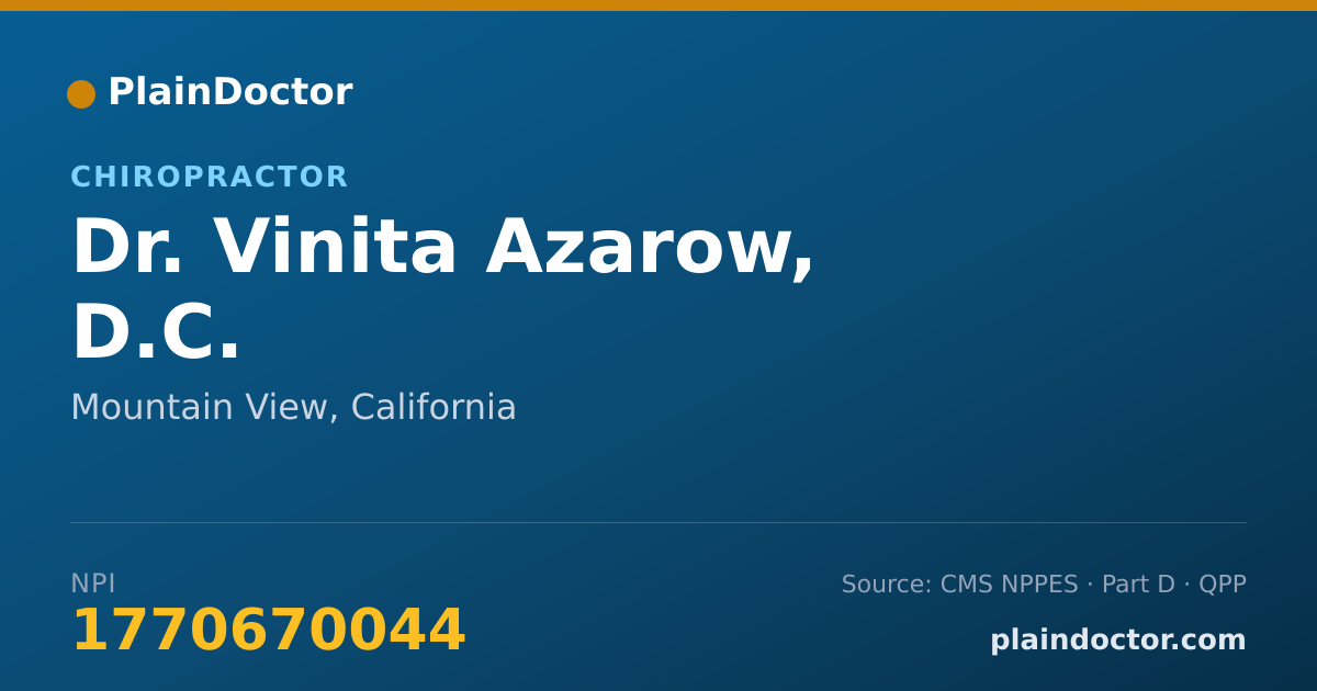 Shareable card for Vinita Azarow, D.C. - Chiropractor, Mountain View, CA