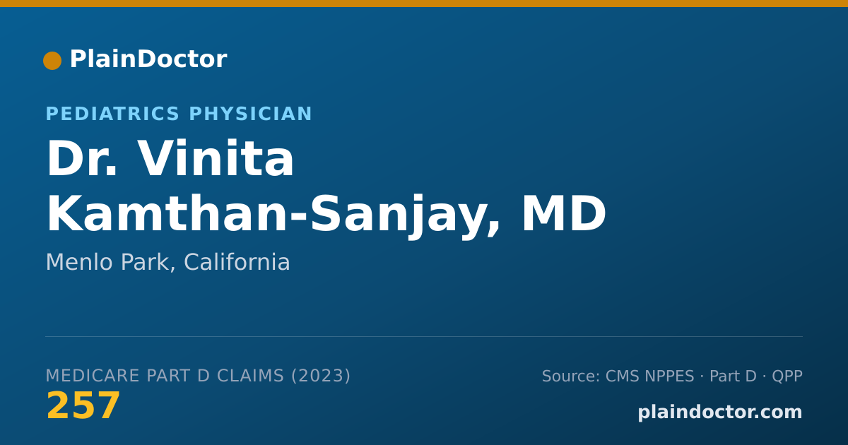 Shareable card for Vinita Kamthan-Sanjay, MD - Pediatrics Physician, Menlo Park, CA