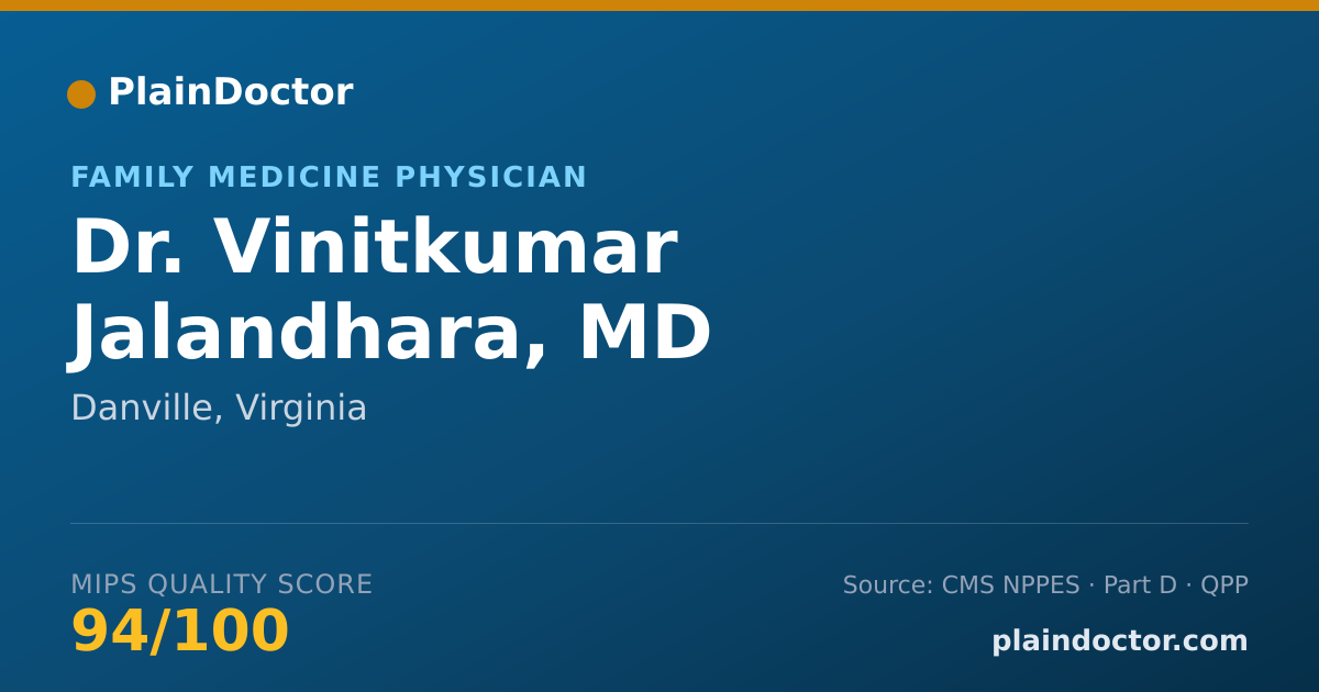 Shareable card for Vinitkumar Jalandhara, MD - Family Medicine Physician, Danville, VA