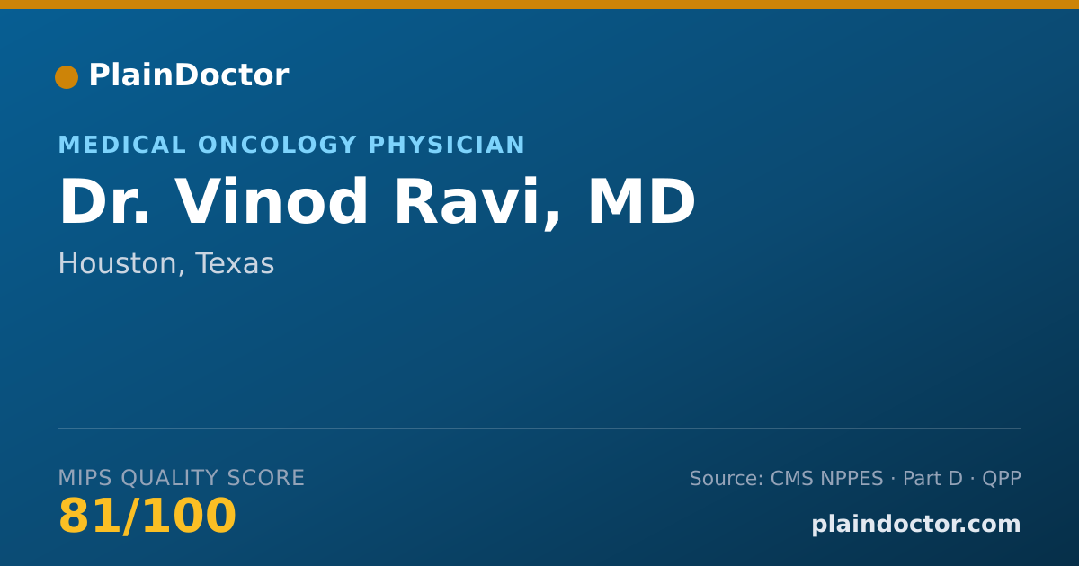 Shareable card for Vinod Ravi, MD - Medical Oncology Physician, Houston, TX