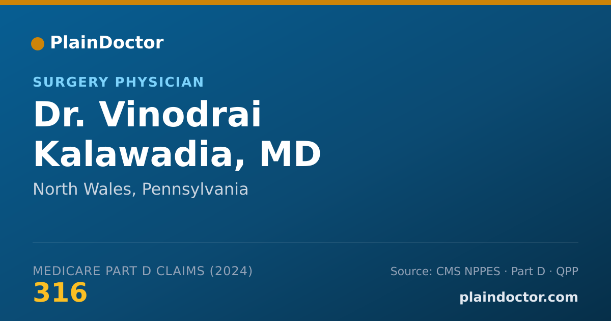 Shareable card for Vinodrai Kalawadia, MD - Surgery Physician, North Wales, PA