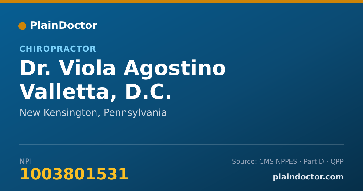 Shareable card for Viola Agostino Valletta, D.C. - Chiropractor, New Kensington, PA