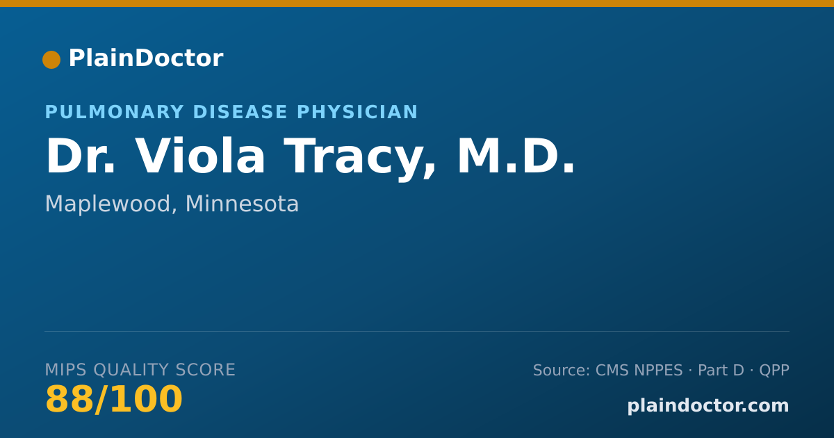 Shareable card for Viola Tracy, M.D. - Pulmonary Disease Physician, Maplewood, MN