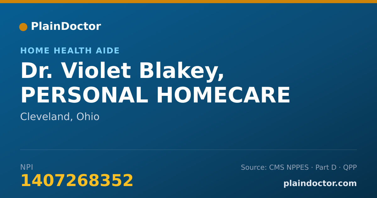 Shareable card for Violet Blakey, PERSONAL HOMECARE - Home Health Aide, Cleveland, OH