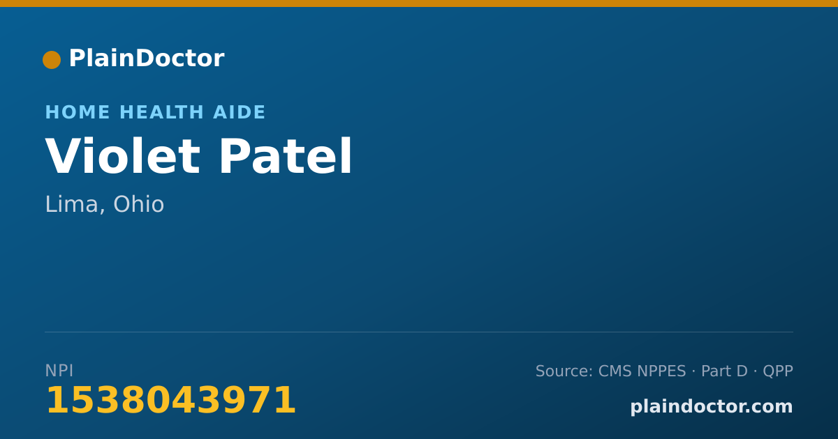 Shareable card for Violet Patel - Home Health Aide, Lima, OH