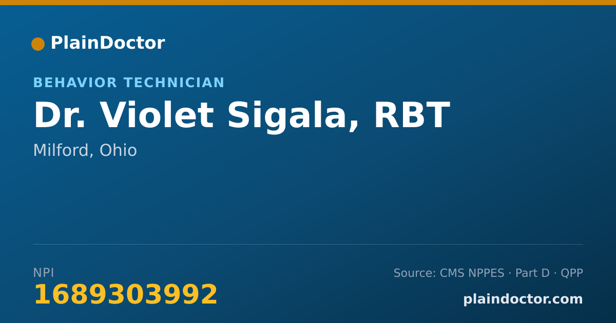 Shareable card for Violet Sigala, RBT - Behavior Technician, Milford, OH