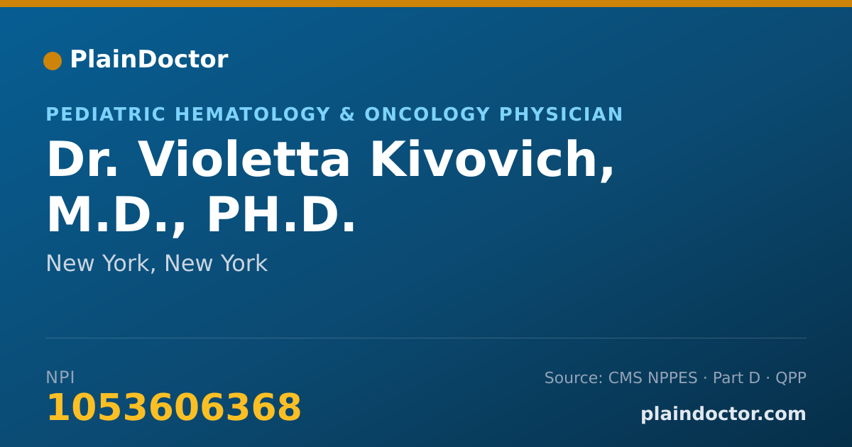 Shareable card for Violetta Kivovich, M.D., PH.D. - Pediatric Hematology & Oncology Physician, New York, NY