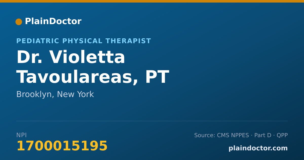 Shareable card for Violetta Tavoulareas, PT - Pediatric Physical Therapist, Brooklyn, NY