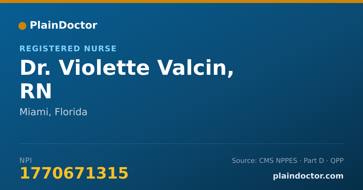 Shareable card for Violette Valcin, RN - Registered Nurse, Miami, FL