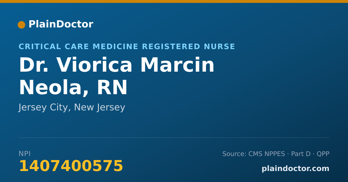 Shareable card for Viorica Marcin Neola, RN - Critical Care Medicine Registered Nurse, Jersey City, NJ
