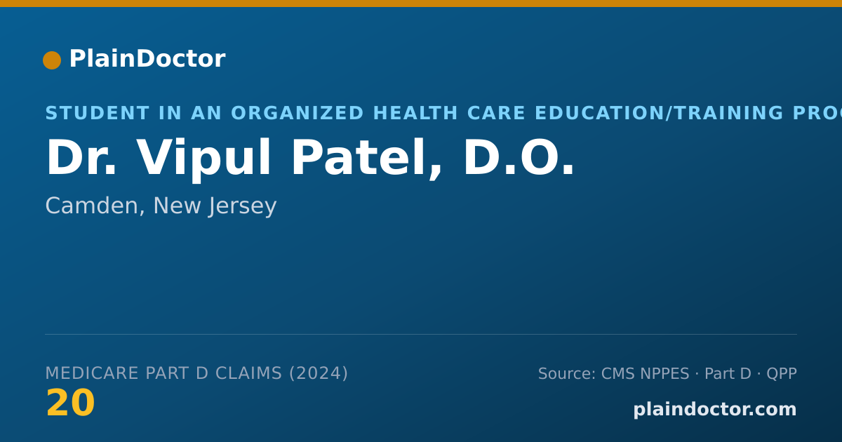 Shareable card for Vipul Patel, D.O. - Student in an Organized Health Care Education/Training Program, Camden, NJ