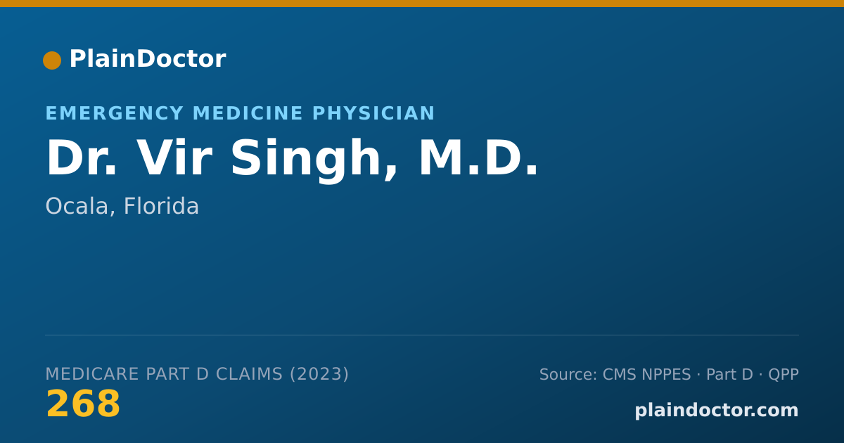 Shareable card for Vir Singh, M.D. - Emergency Medicine Physician, Ocala, FL