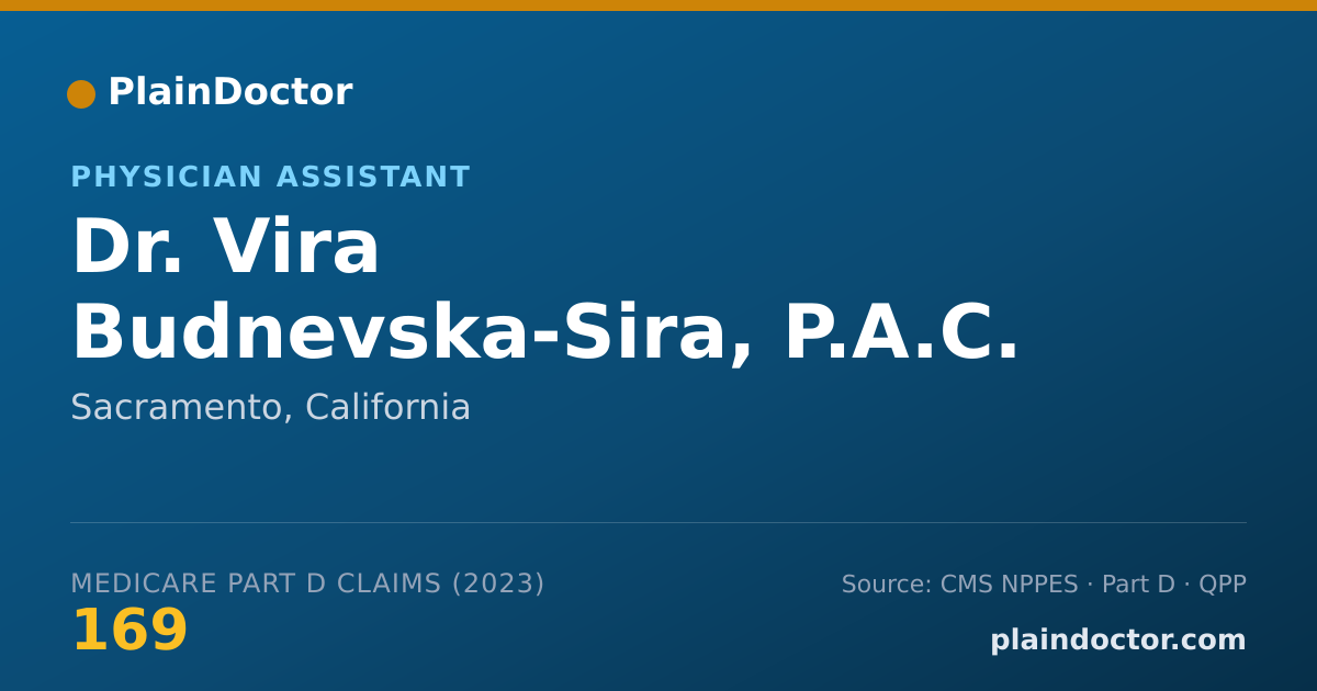 Shareable card for Vira Budnevska-Sira, P.A.C. - Physician Assistant, Sacramento, CA