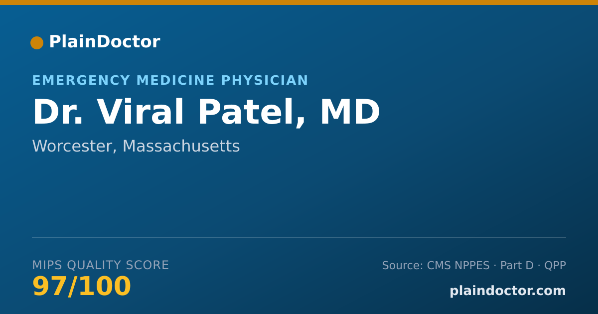 Shareable card for Viral Patel, MD - Emergency Medicine Physician, Worcester, MA