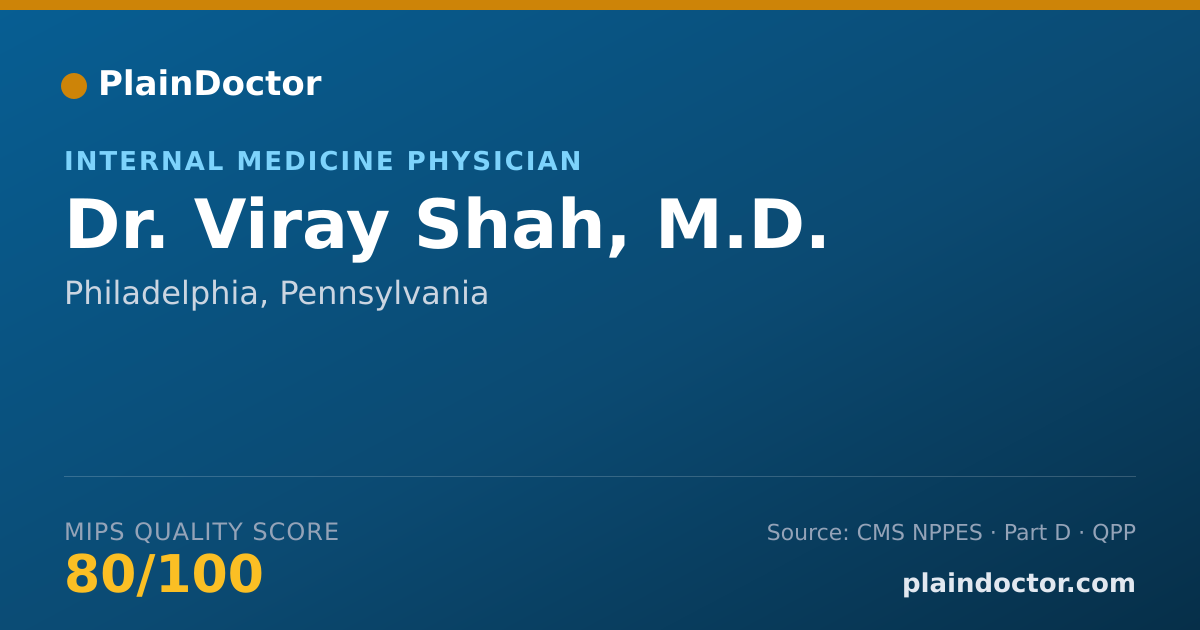 Shareable card for Viray Shah, M.D. - Internal Medicine Physician, Philadelphia, PA