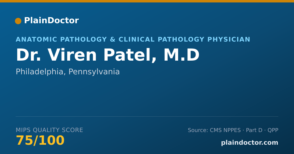 Shareable card for Viren Patel, M.D - Anatomic Pathology & Clinical Pathology Physician, Philadelphia, PA