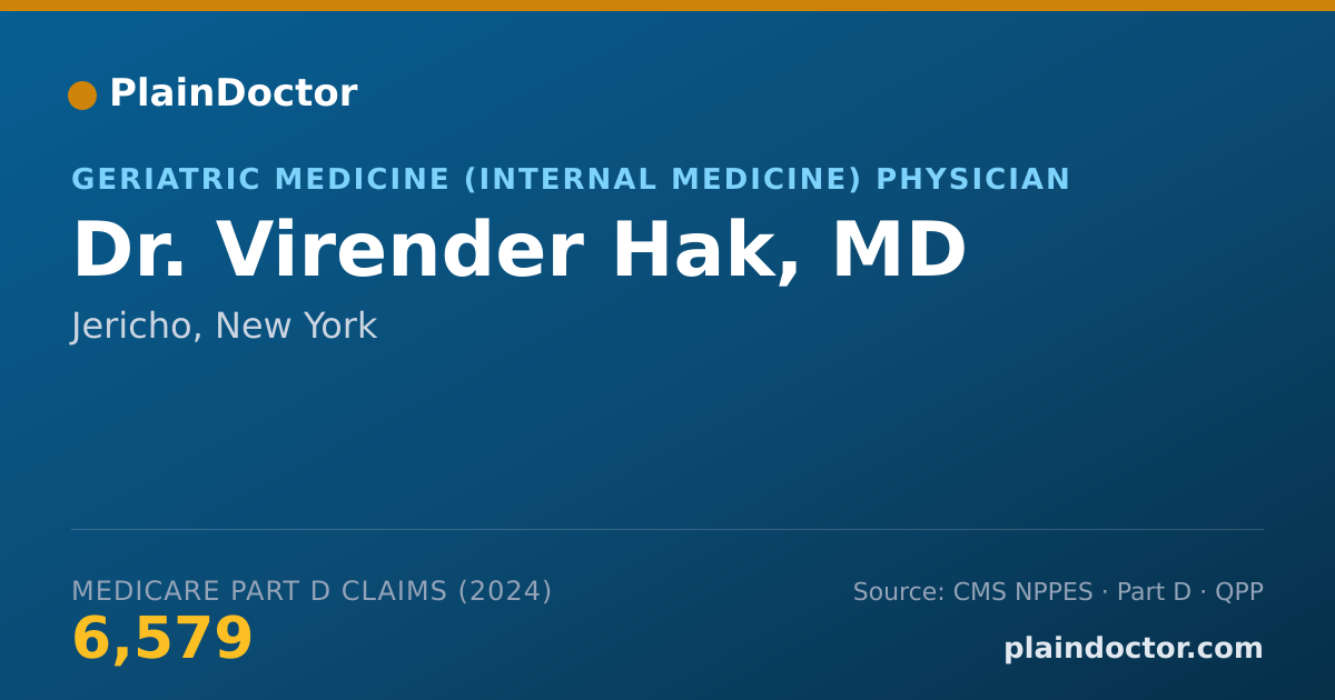 Shareable card for Virender Hak, MD - Geriatric Medicine (Internal Medicine) Physician, Jericho, NY