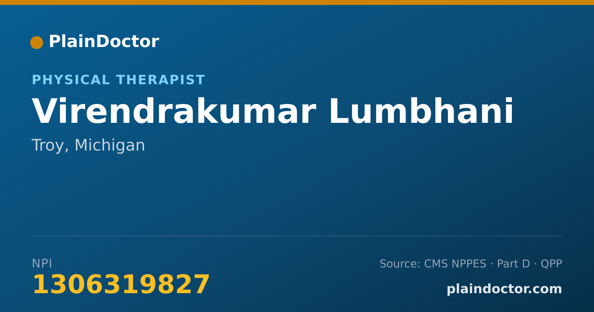Shareable card for Virendrakumar Lumbhani - Physical Therapist, Troy, MI