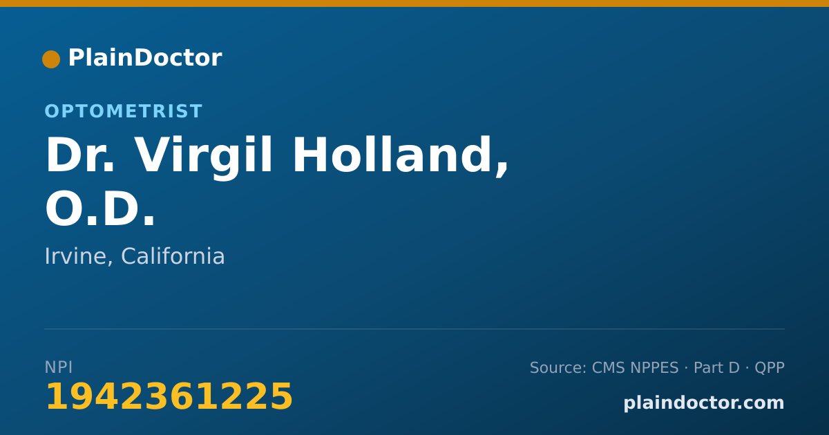 Shareable card for Virgil Holland, O.D. - Optometrist, Irvine, CA