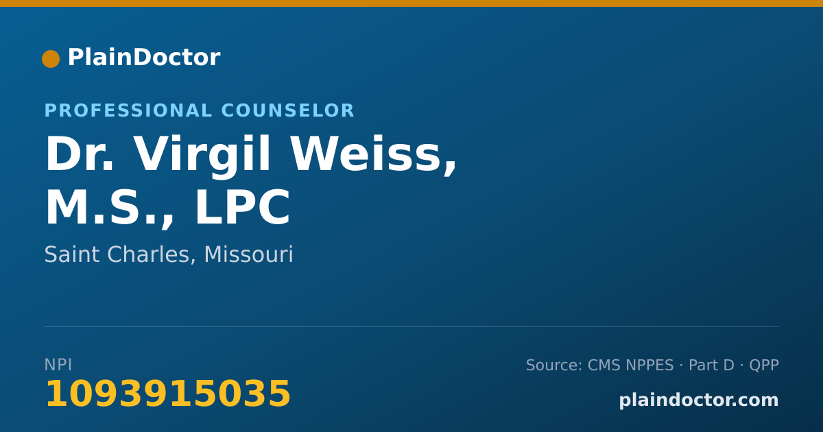 Shareable card for Virgil Weiss, M.S., LPC - Professional Counselor, Saint Charles, MO