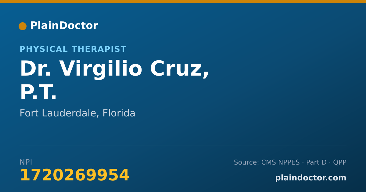 Shareable card for Virgilio Cruz, P.T. - Physical Therapist, Fort Lauderdale, FL
