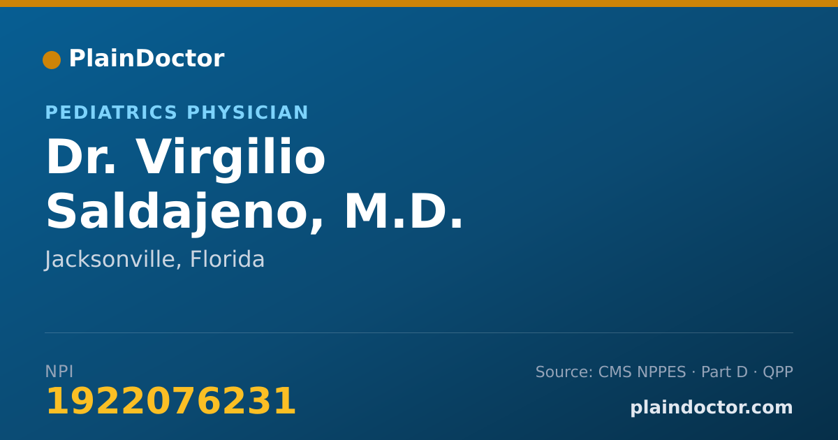 Shareable card for Virgilio Saldajeno, M.D. - Pediatrics Physician, Jacksonville, FL
