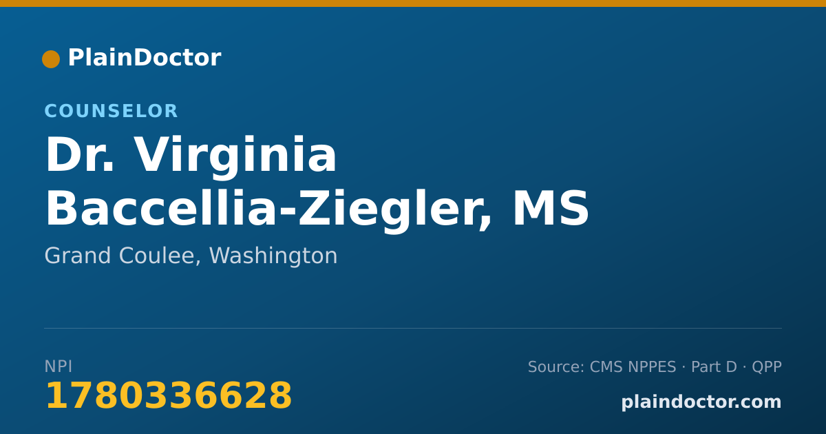 Shareable card for Virginia Baccellia-Ziegler, MS - Counselor, Grand Coulee, WA