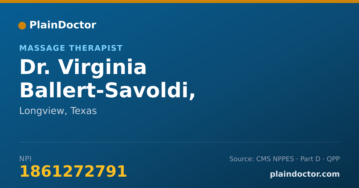 Shareable card for Virginia Ballert-Savoldi, LICENSED MASSAGE THE - Massage Therapist, Longview, TX
